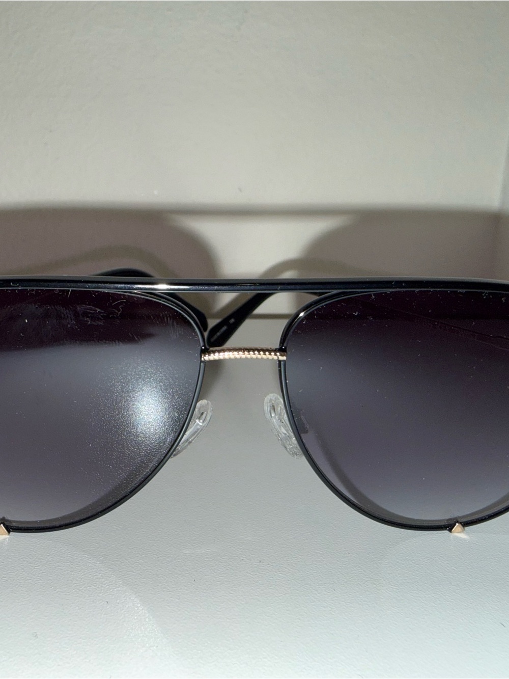 Quay Australia Black Aviator Sunglasses with Gold Bridge